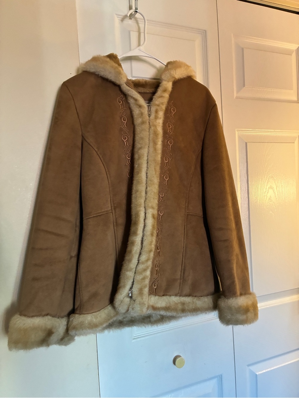 croft & barrow Brown Faux Shearling Trim Jacket